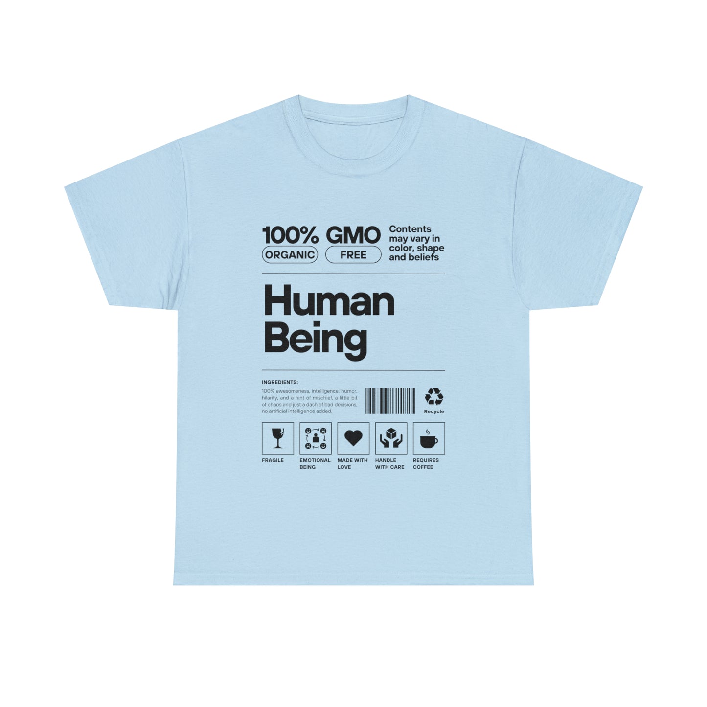 100 Percent Organic Unisex Heavy Cotton Tee (T-shirt) White/light blue/light pink and sport grey